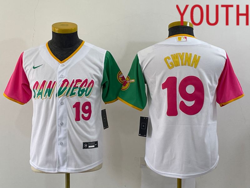 Youth San Diego Padres #19 Gwynn White City Edition Nike 2022 MLB Jersey